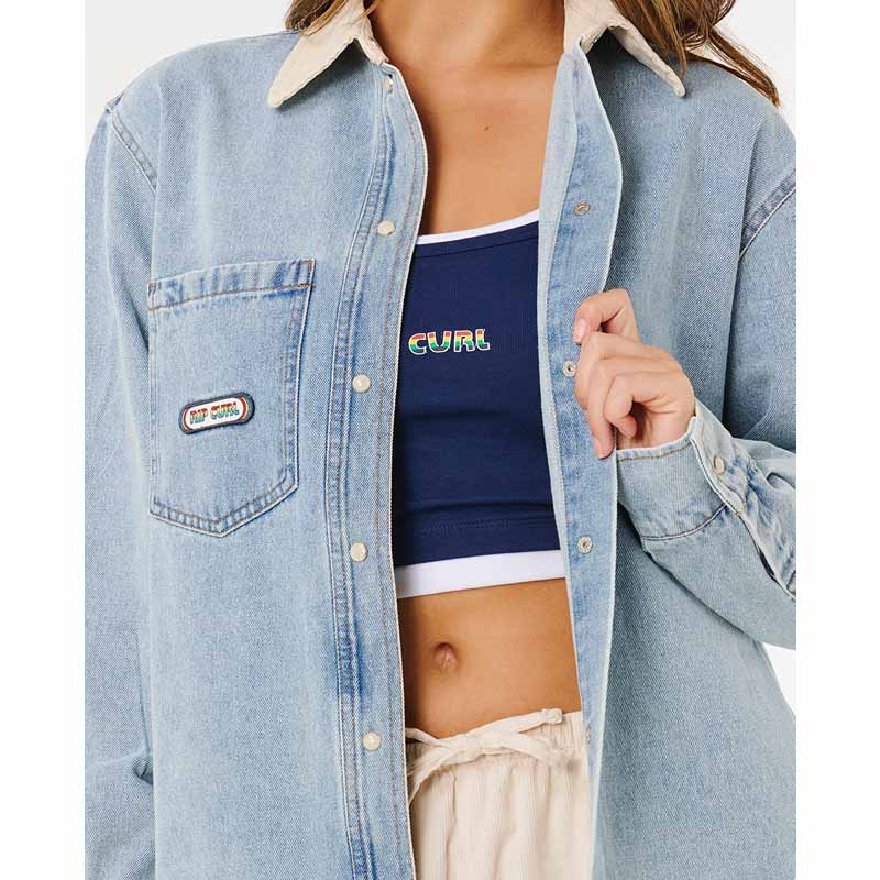 RIP CURL SURF SIDE RELAXED DENIM SHIRT - Image 4